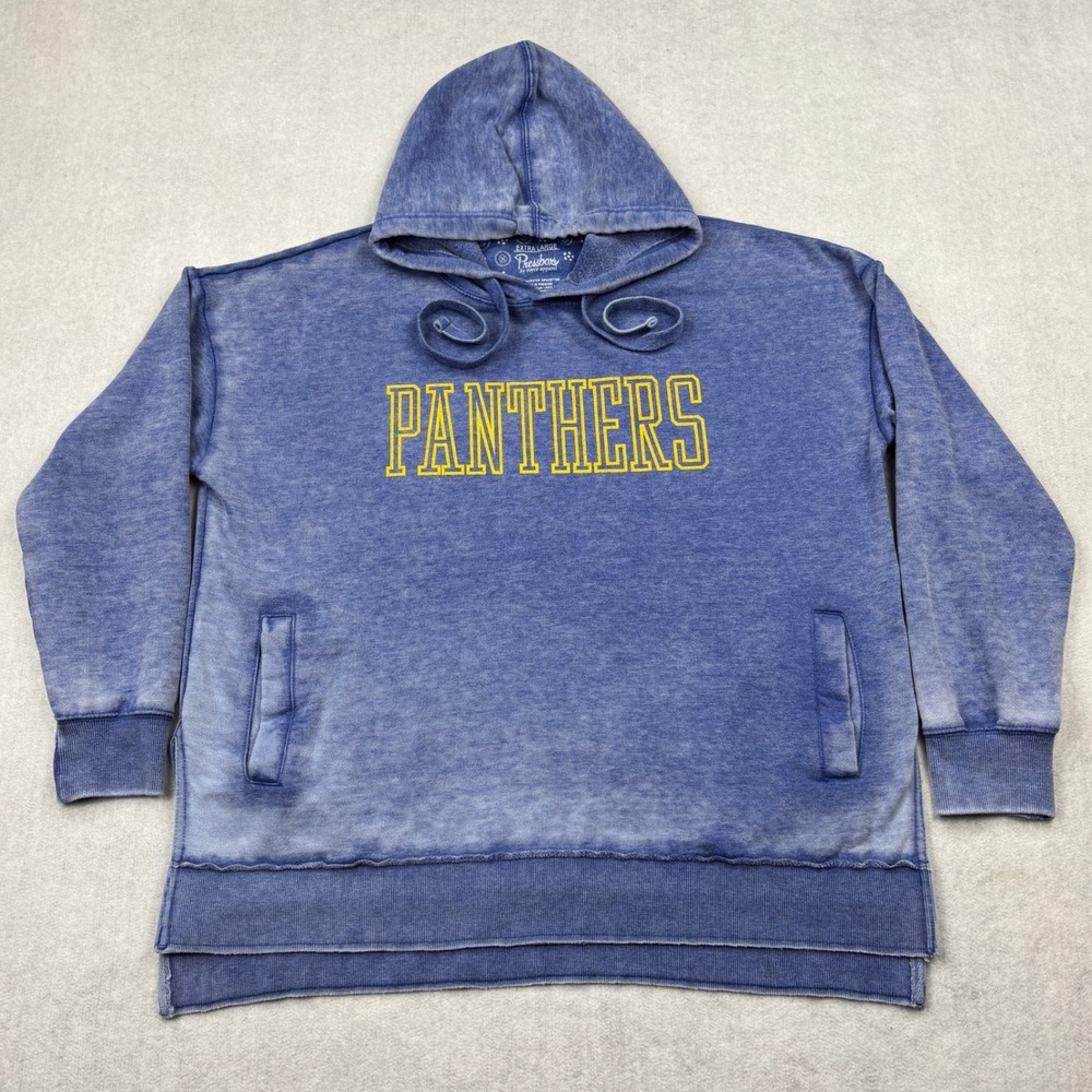 Pressbox Hoodie Womens XL Blue Wash Panthers Collegiate Oversized Sweatshirt Top